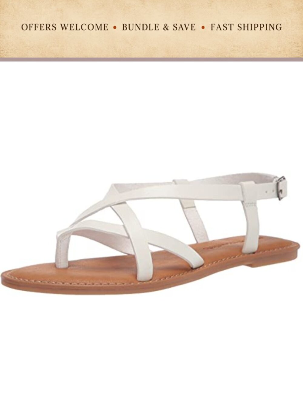 Faux Leather Strappy Toe-Thong Sandal Adjustable Ankle Strap Casual